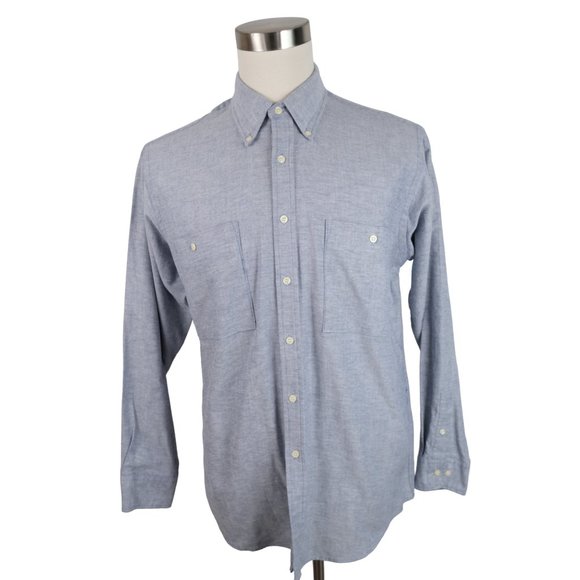 Vintage Botany 500 Men's L 16-16.5 Chambray Button Down Single Needle Tailoring - Picture 2 of 13